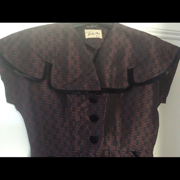 Vintage 40’s structured taffeta dress - Picture 5 of 7